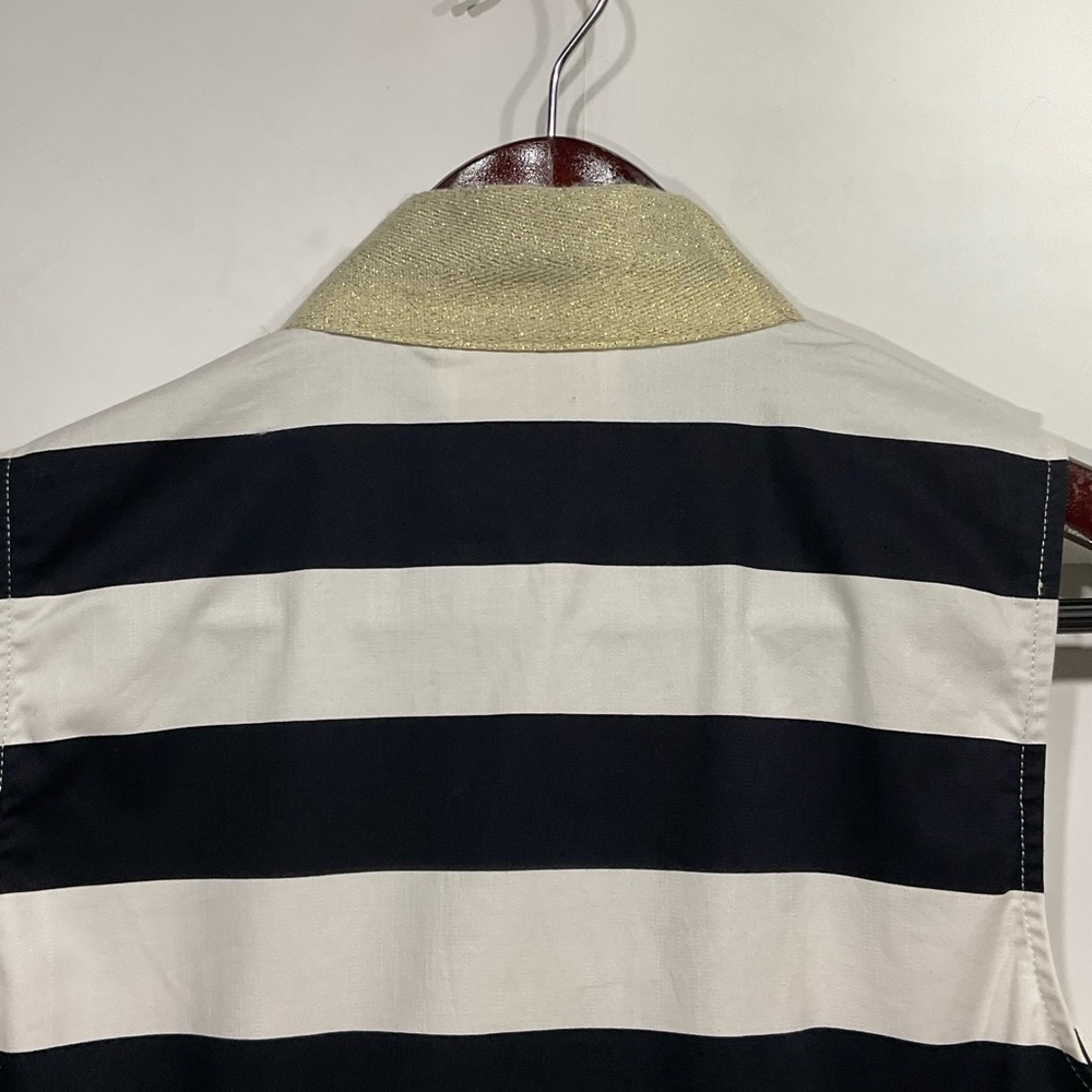 STS Sail to Sable navy & white striped dress gold collar & neckline, side zip XS - Picture 9 of 16